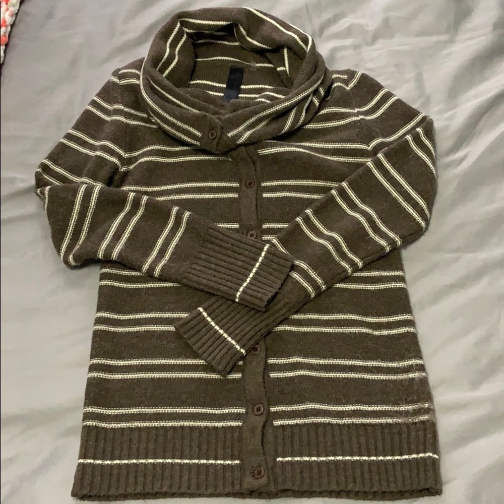 Modcloth Stripped Cowl Neck Wool Sweater